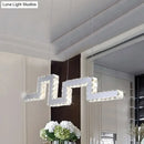GobekUsa Minimalist Crystal-Encrusted LED Island Lamp Pendant - Stainless Steel