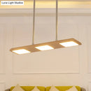 GobekUsa Reclaimed Wood Pendant Light Fixture - 3-Light Rectangle Island Lamp in Beige for Dining Room