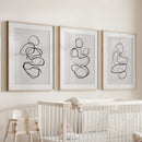 Abstract Line Art Wall Art Set of 3. Minimalist Figure Drawings by Wall Art Set