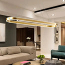 GobekUsa Simplicity Ellipse LED Island Pendant Acrylic Ceiling Light - Black/White/Gold, Width Options: 31.5"/39"/47
