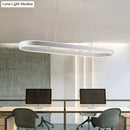 GobekUsa Simplicity Ellipse LED Island Pendant Acrylic Ceiling Light - Black/White/Gold, Width Options: 31.5"/39"/47