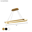 GobekUsa Simplicity Ellipse LED Island Pendant Acrylic Ceiling Light - Black/White/Gold, Width Options: 31.5"/39"/47
