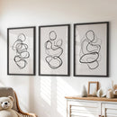 Abstract Line Art Wall Art Set of 3. Minimalist Figure Drawings by Wall Art Set