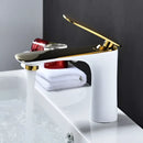 GobekUsa Basin Faucet Hot&Cold Mixer Tap Brass Gold/Chrome/White/Red/Black for Bathroom Sink