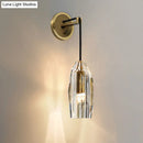 GobekUsa Minimalist Single Light Brass Wall Mounted Sconce Lamp with Clear Crystal Facets