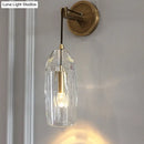 GobekUsa Minimalist Single Light Brass Wall Mounted Sconce Lamp with Clear Crystal Facets