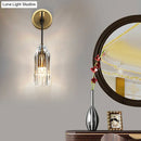 GobekUsa Minimalist Single Light Brass Wall Mounted Sconce Lamp with Clear Crystal Facets