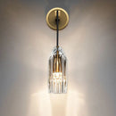 GobekUsa Minimalist Single Light Brass Wall Mounted Sconce Lamp with Clear Crystal Facets