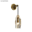 GobekUsa Minimalist Single Light Brass Wall Mounted Sconce Lamp with Clear Crystal Facets