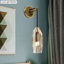 GobekUsa Minimalist Single Light Brass Wall Mounted Sconce Lamp with Clear Crystal Facets