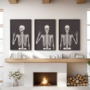 Halloween Skeleton Wall Art Set. 3 Piece Black Gothic Prints by Wall Art Set