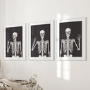 Halloween Skeleton Wall Art Set. 3 Piece Black Gothic Prints by Wall Art Set