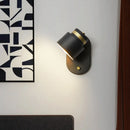 GobekUsa Modern Small Drum Wall Sconce with Rotatable LED Light - Black and Gold