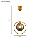GobekUsa Contemporary Smoke Gray/Clear/Amber Glass Wall Lamp: Single Brass Finish Sconce Light Fixture