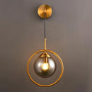 GobekUsa Contemporary Smoke Gray/Clear/Amber Glass Wall Lamp: Single Brass Finish Sconce Light Fixture