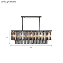 GobekUsa Modern Smoke Gray Crystal Block Island Lamp Chandelier - 10 Lights, Rectangle Shape, 31.5"/39" Wide, Black-Hanging
