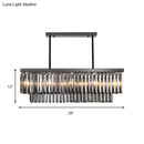 GobekUsa Modern Smoke Gray Crystal Block Island Lamp Chandelier - 10 Lights, Rectangle Shape, 31.5"/39" Wide, Black-Hanging