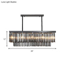 GobekUsa Modern Smoke Gray Crystal Block Island Lamp Chandelier - 10 Lights, Rectangle Shape, 31.5"/39" Wide, Black-Hanging