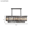 GobekUsa Modern Smoke Gray Crystal Block Island Lamp Chandelier - 10 Lights, Rectangle Shape, 31.5"/39" Wide, Black-Hanging