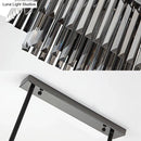 GobekUsa Modern Smoke Gray Crystal Block Island Lamp Chandelier - 10 Lights, Rectangle Shape, 31.5"/39" Wide, Black-Hanging