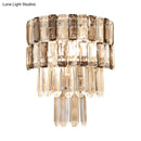 GobekUsa Modern Smoke Gray Crystal Sconce: Layered Design, 2-Bulb Wall Mounted Light Fixture for Living Room
