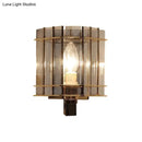 GobekUsa Smoke Gray Glass Rectangle Wall Sconce with Modern Panel Design - Bedside Lamp
