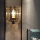 GobekUsa Smoke Gray Glass Rectangle Wall Sconce with Modern Panel Design - Bedside Lamp