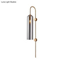 GobekUsa Modern Cylindrical Wall Sconce - Smoke Gray Glass - 1 Bulb - Living Room Lighting Fixture