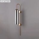 GobekUsa Modern Cylindrical Wall Sconce - Smoke Gray Glass - 1 Bulb - Living Room Lighting Fixture