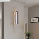 GobekUsa Modern Cylindrical Wall Sconce - Smoke Gray Glass - 1 Bulb - Living Room Lighting Fixture