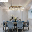GobekUsa Modern Smoke Gray Crystal Pendant Light for Dining Room Island - 6 Heads, 3 Sided Design