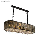 GobekUsa Modern Smoke Gray Crystal Pendant Light for Dining Room Island - 6 Heads, 3 Sided Design