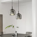 GobekUsa Glass Bowl Chandelier: Modern Nordic LED Smoke Hanging Lamp for Dining Room, Bar - Indoor Decor Lighting