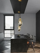 GobekUsa Crystal Copper Pendant Lights Gold Home Decor Glass Hanging Lamp
