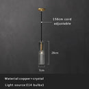 GobekUsa Crystal Copper Pendant Lights Gold Home Decor Glass Hanging Lamp