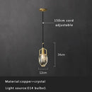 GobekUsa Crystal Copper Pendant Lights Gold Home Decor Glass Hanging Lamp