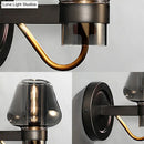 GobekUsa Modern Smoked Glass Mushroom Sconce Light for Bedroom - Black One-Light Lighting Fixture