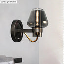 GobekUsa Modern Smoked Glass Mushroom Sconce Light for Bedroom - Black One-Light Lighting Fixture