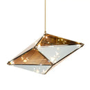 GobekUsa Diamond Glass LED Pendant Light Smoky Gray Amber Hanging Lamp for Living Room