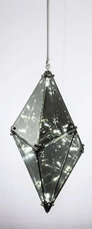 GobekUsa Diamond Glass LED Pendant Light Smoky Gray Amber Hanging Lamp for Living Room