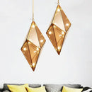 GobekUsa Diamond Glass LED Pendant Light Smoky Gray Amber Hanging Lamp for Living Room
