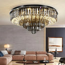 GobekUsa Crystal LED Chandelier: Modern Smoky Gray Clear Cristal Lighting for Big Living Room