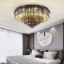 GobekUsa Crystal LED Chandelier: Modern Smoky Gray Clear Cristal Lighting for Big Living Room