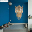 GobekUsa Modern Beaded Crystal Wall Sconce with 2 Smoky Grey Lights for Living Room