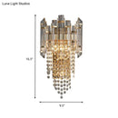 GobekUsa Modern Beaded Crystal Wall Sconce with 2 Smoky Grey Lights for Living Room