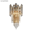 GobekUsa Modern Beaded Crystal Wall Sconce with 2 Smoky Grey Lights for Living Room