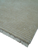 Modern Solid Design Beige Hand Knotted Wool And Silk Rug