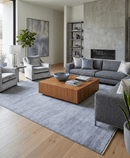 Blue and Grey Modern Hand Knotted Wool Viscose Blend Area Rug 8x10