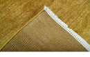 Modern Solid Design Gold Hand Knotted Wool Area Rug