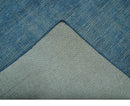 Modern Solid Design Gray And Blue 5x8 Hand Knotted Wool Area Rug